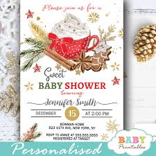 Christmas Baby Shower Invitations Winter Holidays D419 Baby Printables