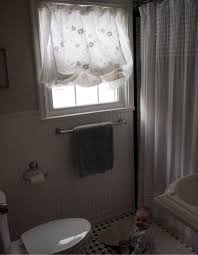 Window treatments can add softness to a bathroom or provide privacy. Diy Curtain Makeover Domestic Slice Bathroom Window Curtains Small Bathroom Window Bathroom Curtains