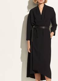 Vince Belted Wrap Dress Black L In 2020 Belted Wrap Dress Fashion Wrap Dress Outfit