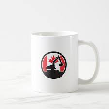 Canadian Excavator Canada Flag Icon Coffee Mug Custom Office Supplies Business Logo Branding Mugs Custom Mugs Flag Icon