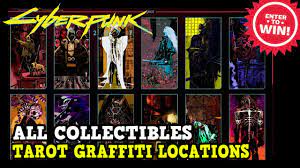 All Tarot Graffiti Locations In Cyberpunk 2077 All Collectibles Tarot Cards The Wandering Fool Youtube The cyberpunk 2077 tarot graffiti are required to complete the fool on the hill side job, and out of 20 collectibles, in the guide below, we'll discuss the 4 westbrook tarot cards locations, or the tarot graffiti you must find in westbrook. all tarot graffiti locations in cyberpunk 2077 all collectibles tarot cards the wandering fool