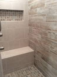 Walk In Shower With Grey And Beige Toned Tiles Grey And Beige Bathroom Remodel Shower Master Bathroom Shower