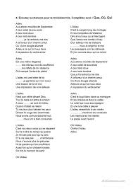 Paroles2chansons dispose d'un accord de licence de paroles de chansons avec la société des editeurs et auteurs de musique (seam). Chanson Pour Travailler Les Pronoms Relatifs Francais Fle Fiches Pedagogiques