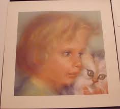 FRED STEFFEN 1950's (2) Rare Children with Animal Art Prints original  envelope