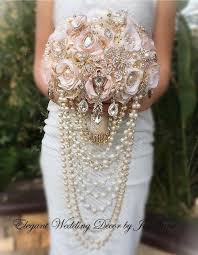 Draping Rose Gold Brooch Bouquet Rose Gold And Gold Blush Pink And Ivory Bouquet Cascading Pearl Gold Wedding Bouquets Bridal Brooch Bouquet Jeweled Bouquet