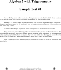 Algebra 2 With Trigonometry Sample Test 1 Pdf