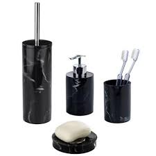 White marble bath accessory, bathroom/kitchen set. Wenko Marble Black Bath Accessories Set At Victorian Plumbing Uk