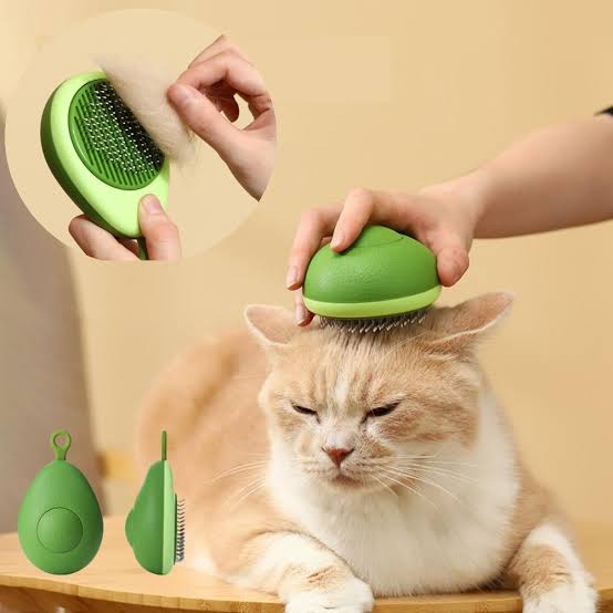 Creative Cat Grooming Comb Portable Massage Brush One-Button Remove Floating Hair Scraper Cats Dogs Pet Self Cleaning Tool Accessories - Red Berry