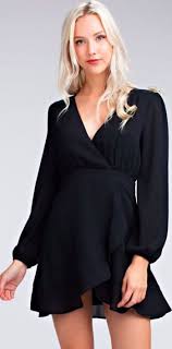 Black Long Sleeve Wrap Dress Make A Statement All Your Own In The Second Chance Black Long Sleeve Short Dress Wrap Dress Short Short Black Dress Long Sleeves