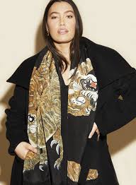 Anna Scholz Plus Size Silk Scarf With Fringing