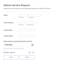 Taking care of vehicle is very important for the owner of the vehicle. Vehicle Service Request Form Template Jotform