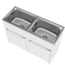 The molded, structural thermoplastic construction is long lasting and easy to clean. Clark Eureka Double 45 Litre Laundry Tub And Cabinet The Blue Space