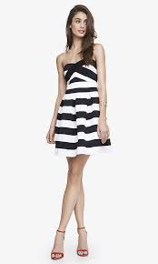 50 Off Black And White Fit And Flare Dress Fit Flare Dress White Strapless Dress Fit And Flare Dress