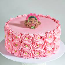 I used a bottle brush in the middle to support the 2 bottom tiers. Baby Shower Cakes Blue Lace Cakes