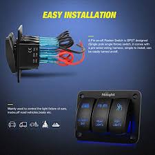 How to wire up 5 pin rocker switch panel if you are wiring it up through a powered fuse block. Nilight 90105c 3 Gang Aluminum Rocker Switch Panel 5 Pin On Off Pre Wired Toggle Switch Panel With Rocker Switch Holder 12 24v For Marine Boat Car Atv Utv 2 Years Warranty Pricepulse