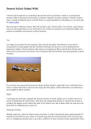 The safari points are located in lahbab and al awir desert. Desert Safari Dubai Wiki