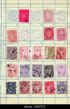 A collection of old postage and revenue stamps from India Anchal post was the early postal