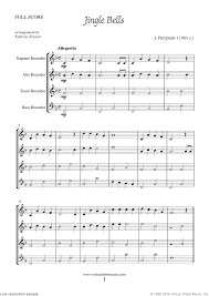 Free Jingle Bells Sheet Music For Recorder Quartet High Quality