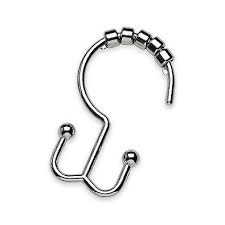 titan neverrust aluminum double roller shower curtain hooks in chrome set of 12 bed bath beyond shower curtain hooks roller shower rod