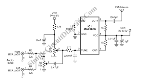 Referring to the circuit below, q1 is configured as a preamplifier for amplifying the audio input to be modulated. Single Chip Fm Transmitter For Short Range Application Simple Circuit Diagram