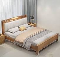 Estructura de cama de madera tamaño queen doble moderno ...