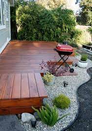 Small Yard Deck Design With Gravel Small Yard Deck Design Ideas Small Backyard Landscaping Small Backyard Decks Deck Designs Backyard
