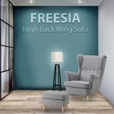 Classic home design sdn.bhd specialize in all in aluminum work include not limit to fixture and furniture manufacture ,interior design for both resident ,retail shop and office ,renovation work and consultation. Freesia Canvas High Back Wing Chair With Stool Grey Sofa Chair Home Living Malaysia