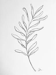 Minimal Wild Flower Botanical Line Art Abstract Leaves Drawing Tattoo Design Leaf Drawing Line Art Drawings Botanical Line Drawing