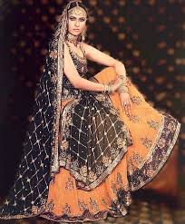 Black And Orange Dress Pakistani Bw6954 Black Light Orange Gharara Indian Bridal Lehenga Bridal Lehenga Indian Bridal