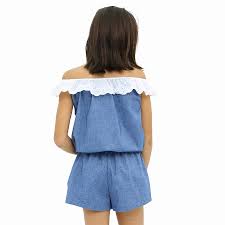Le combishort fille, une pièce idéale pour l'été. Combishort Ete Coton Denim Bleu Ciel Filles 2 16 Ans La Faute A Voltaire