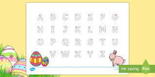 English alphabets capital letters tracing. Easter Uppercase Alphabet Tracing Worksheet Worksheet