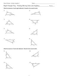 Algebra 1 worksheets dynamically created algebra 1 worksheets. Right Triangle Trig Missing Sides And Angles Kuta Software