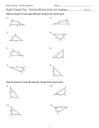 Suitable for any class with advanced algebra content. Right Triangle Trig Missing Sides And Angles Kuta Software