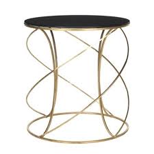 Larocca accent table in soft gold and grey birch veneer. Safavieh Cagney 21 2 In Gold Black Glass Accent Table Fox2535b Rona