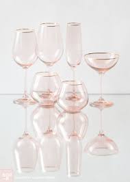 Bella Gold Rimmed Blush Water Goblet Wine Goblet Champagne Coupe Champagne Flute Stemless Water Stemless Rose Gold Kitchen Wine Goblets Casa De Perrin
