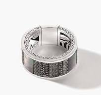 John Hardy Classic Chain Silver and Black Rhodium 11.5mm Band Ring