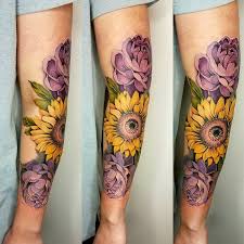 Floral Sleeve Tattoo Sunflower And Peony Tattoo Full Color Tattoo By Kelsey At Ink Ink In Springfie Floral Tattoo Sleeve Sunflower Tattoo Sleeve Sleeve Tattoos