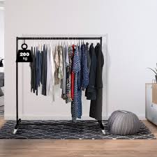 Find wardrobe rails in 19mm and 25mm diameter to suit the weight of the contents of a wardrobe. Super Heavy Duty 6ft Black Clothing Rail Displaysense