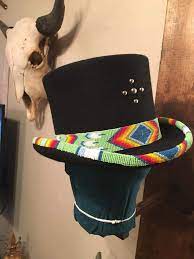 Pin By Miss Polly Bead Thrift Shop On Beaded Hat Beaded Hat Bands Beaded Hat Beaded Hatband