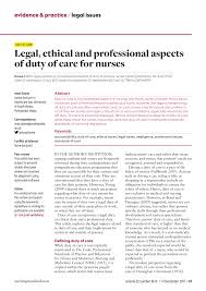 Pdf Legal Ethical And Professional Aspects Of Duty Of Care For Nurses