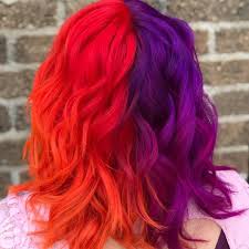 Most Vibrant Long Lasting On Instagram Rinadeedoeshair This Was One Of My Favorite Color Combos From T In 2020 Split Dyed Hair Hair Color Crazy Hair Inspo Color