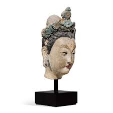 A polychrome-painted stucco head of a Bodhisattva, Song-Yuan dynasty