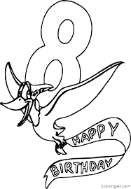 Dancing mouse party girl coloring birthday cards and coloring fonts. Happy 8th Birthday Coloring Page Coloringall