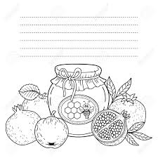 Sukkot coloring pages printable purim coloring pages great 43 unique graph sukkot coloring pages sukkot coloring pages. Vector Coloring Page For Adults Black And White Background Silhouette Harvest Of Ripe Applesapples Pomegranates And Honey Pot Thanksgiving Day Rosh Hashanah Jewish New Year Holiday Royalty Free Cliparts Vectors And Stock