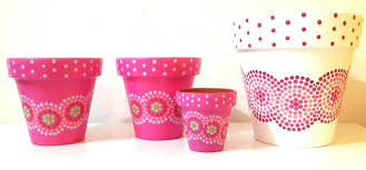 pretty in pink hand painted flowerpots macetas pintadas a mano facebook a cha pots painted pots diy painted flower pots painted clay pots