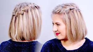 Bring it into your braid like you would normally, but then bring it all the way through and let it hang down. How To Waterfall Braid Crown Hairstyle For Short Hair Milabu Youtube