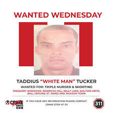 Wanted Wednesday Alert! 🚨 Help us locate Taddius Tucker AKA "WHITEMAN,"  wanted for triple murder and shooting. 🕵 ️ Last seen in Norwood, Warricka  Hill, Nelly Lane, Walters Drive, Ball Ground, ST.