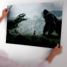 King kong by johnguillermin with jessica lange, 1976 (b/w photo) 9 x 12 in other sizes. King Kong Vs Tyrannosaurus Rex Dinosaur Moive Art Poster And Print Back Glue Paper Painting Wall Art Sticker Home Decor Painting Calligraphy Aliexpress