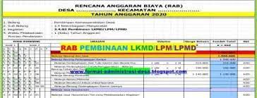 Format rancangan peraturan desa tentang apbdesa. Rab Pembinaan Lkmd Lpm Lpmd Format Administrasi Desa