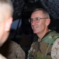 U.S. Marine Corps Brig. GEN. Richard Kramlich, Commanding General, 1ST  Force Service Support Group (1FSSG), meets with Combat Service Support  Company 115 (CSSC-115) and discusses the fight in and around Camp Fallujah,
